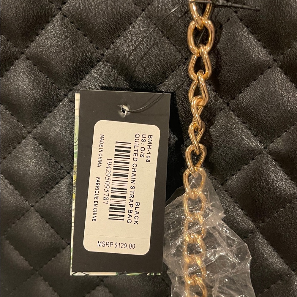 Elegant Badgley Mischka Quilted chain strap Tote Bag with Gold Accents. NWT. - Picture 6 of 6